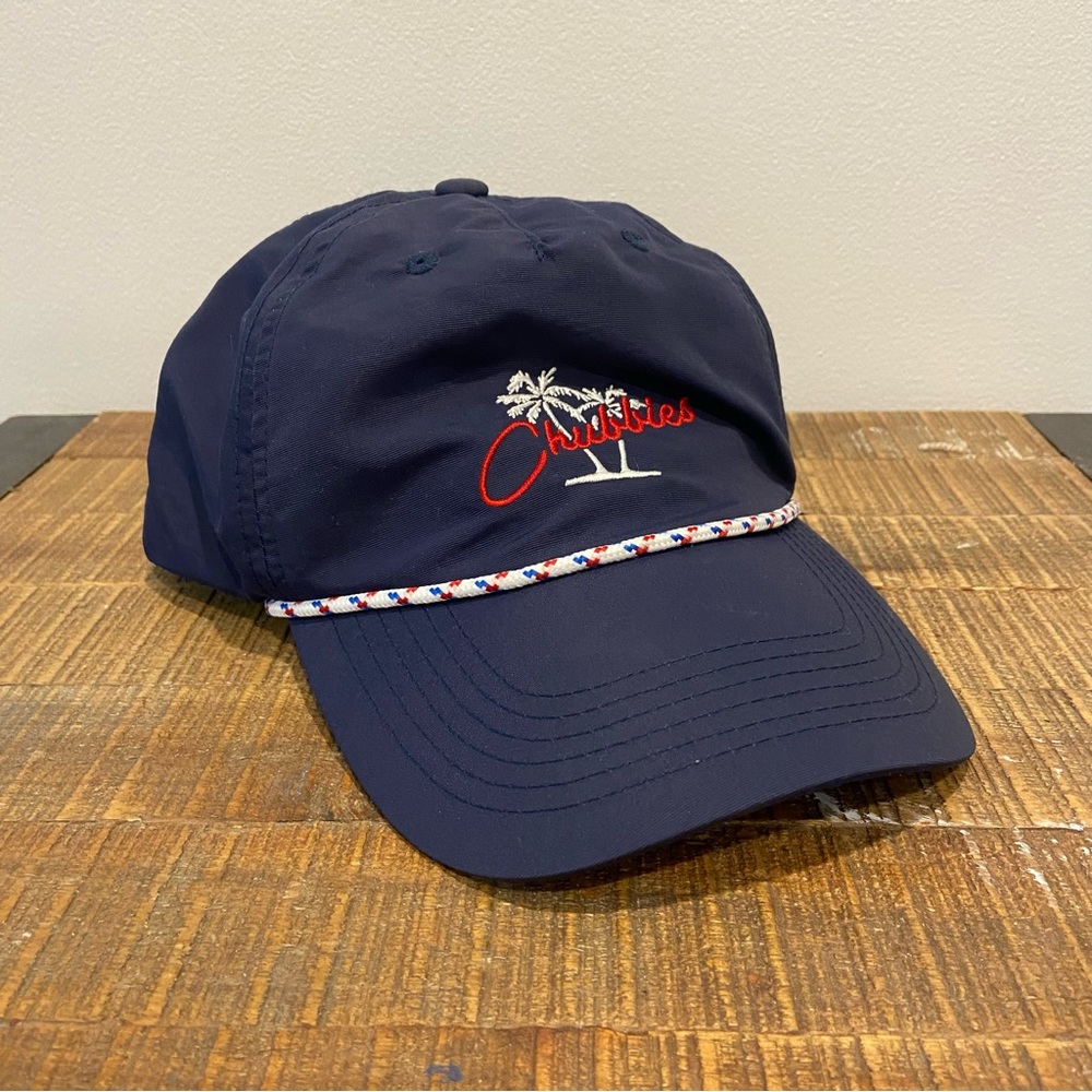 Chubbies Nylon Strapback Hat Cap Rope Brim Blue Adjustable Adult Preppy Boat